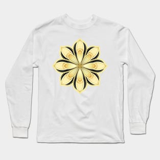 Gold and Black Beautiful Decorative Ornate Mandala Long Sleeve T-Shirt